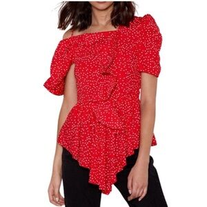 Nastygal red asymmetrical top size XS